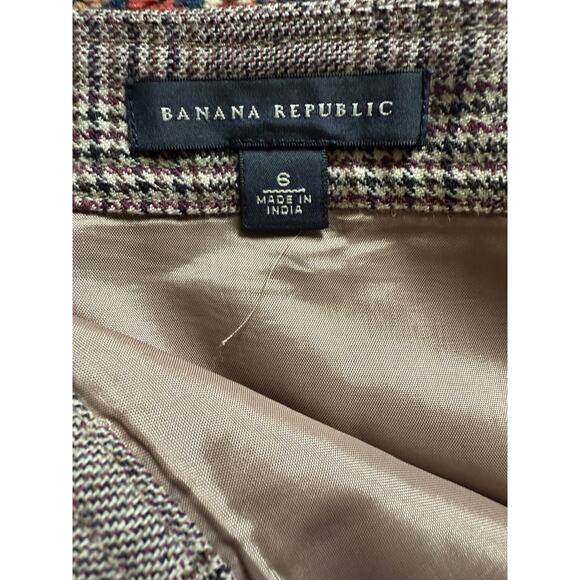 Banana Republic 6 Houndstooth Plaid Mini Skirt in Burgundy/Black/Gray Lined - Picture 5 of 5